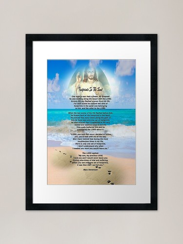 Footprints the sand framed - footprints,