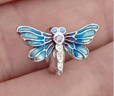 Dragonfly Charm 925 Sterling Silver Blue Dragonfly Stopper Charm