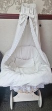 White Moses Basket With Weel