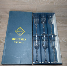Crystal Champagne Bohemia Flute Set 6 Pieces, Boxed Not All Used  Good Cond Read