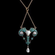 Art Nouveau Jewellery - Turquoise and Silver Pendant