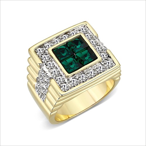Mens gold ring - , green