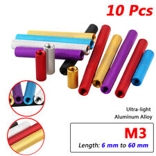 10 Pcs Knurled Aluminum Alloy Round M3 Threaded Standoff Spacer Nuts Sleeve Rod