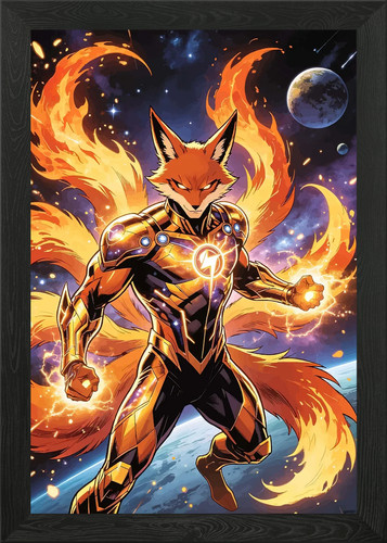 Cosmic fox warrior - warrior, wall