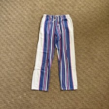 Tom's Trunks Men's Medium Blue Cotton Striped Relaxed Fit Lounge Trousers