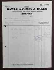 1948 Rawle, Gammon & Baker Timber Merchants, Bideford Invoice