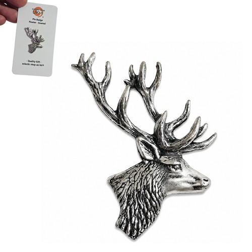Stag head pewter pin - pin, badge