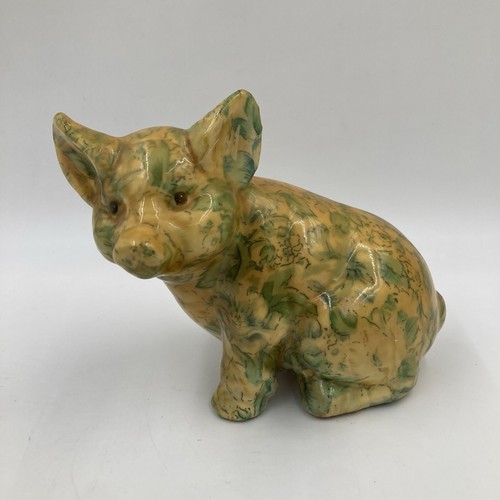 Floral glazed ceramic pig - floral,
