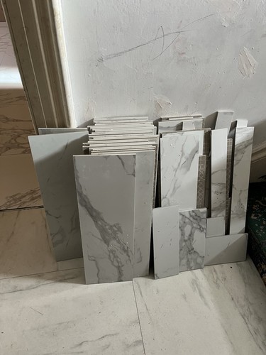 White and grey marble effect - white, marble-effect