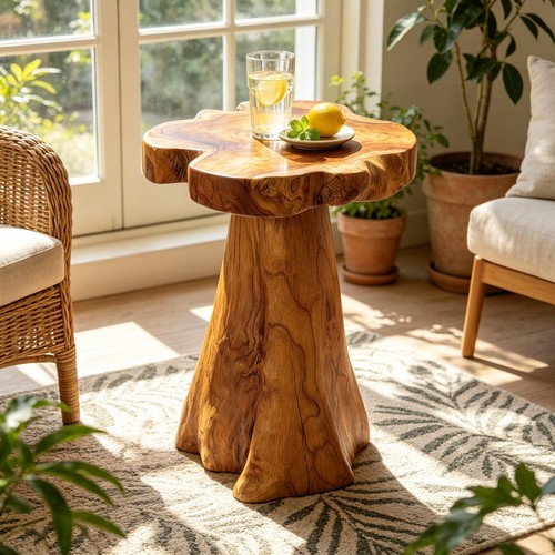 Rustic teak tree - teak, table