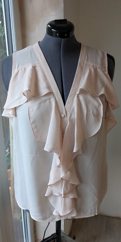Ladies pale pink frill front - pink,