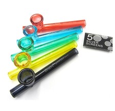 D&K Glass Smoking RANDOM Tobacco Pipe & 5 Free Screens 1,2,3,6,12,24