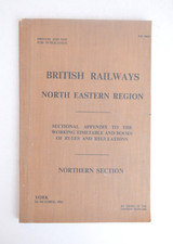 Railway Working Timetable Sectional Appendix BR North Eastern October 1960