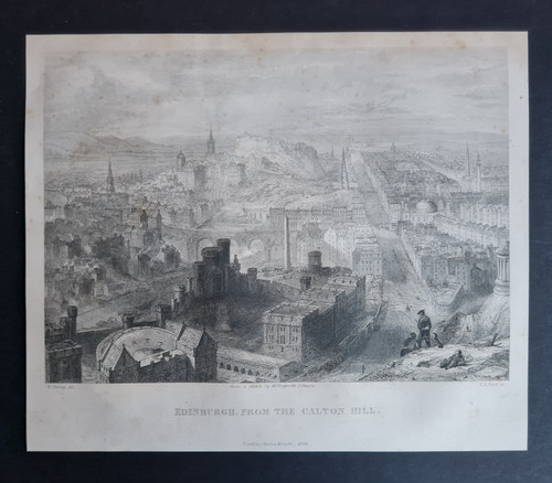 Antique 1848 print - , edinburgh