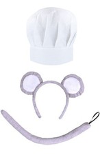 Rat Chef Remy (Grey Ears, Tail & Chef Hat) Animal Ratatouille Accessory Mouse