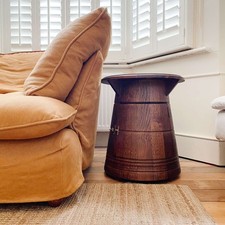 Oak Barrel Side Table With
