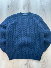 Men’s m Ralph Lauren navy chunky knitted lambs wool pullover jumper sweater