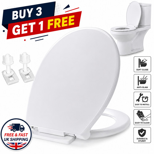Soft close toilet seat white - close,