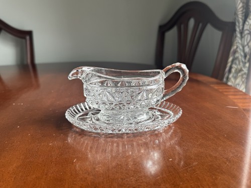 Vintage cut glass sauce gravy - cut,
