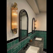 Set of 2 Vintage Brass & Glass