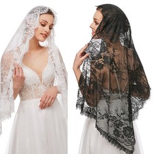 Lace Mantilla Veil Exquisite Floral for Head Covering for Infinity Church Veils