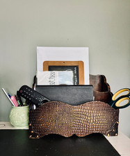 Large wooden “alligator” desk tidy/letter rack vintage