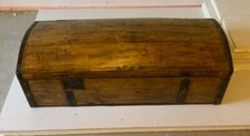 ANTIQUE FRENCH WOODEN CHEST DOME TOP TRUNK 18TH CENTURY