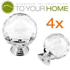 Dihl Globe Crystal Door Knobs Diamond Glass Clear Cabinet Drawer Wardrobe Handle