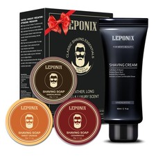 Shaving Soap - Includes 3 Shaving Soap for Men & Sandalwood Shaving Cream