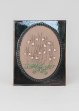 Vintage Jie Gantofta Sweden Linnaea Borealis Flower Ceramic Wall Plaque | no.720