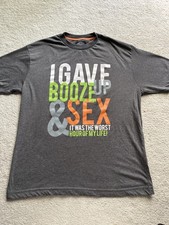 Men’s Grey Funny T Shirt Size Medium