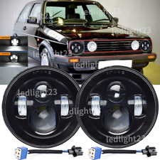 Pair 7"Inch Halo Angel Eyes LED Headlights H/Lo Beam Fit for VW Golf Mk2 1.8 GTi
