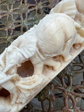 Hand Carved Giraffe Bone Signed MAKUSHA 1992 Elephant Herd Forest Decoration 