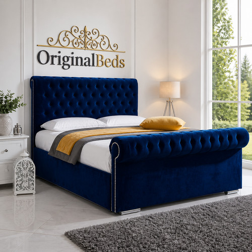 New sleigh bed - frame,, ottoman