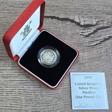 1998 UK Royal Mint Silver Proof Piedfort £1 coin + COA