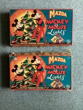 2 Boxes Vintage Thomson Houston Mazda Mickey Mouse Christmas 16  Lights 1930s