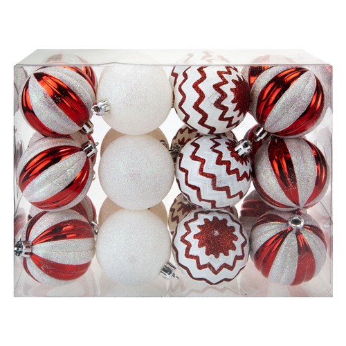 Red white baubles candy - red, cane