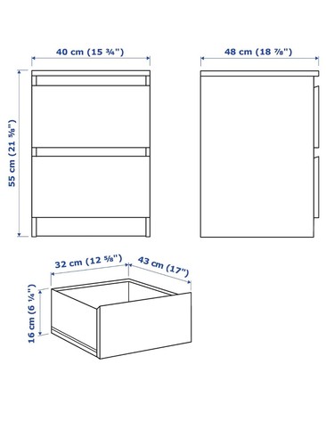 Malm chest 2 drawers - malm,