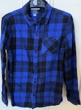 Check Tartan Blue Black Long Sleeve Shirt Top Lumberjack Boy Girl Kids Age 9-10 