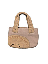 Vintage Radley London Hessian/Leather Small Handbag - Yellow & Beige Bag