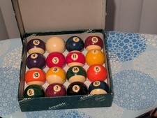 Aramith Spots & Stripes Pool Balls Boxed 2 1/4 " Belgium Made Inc Instructions 