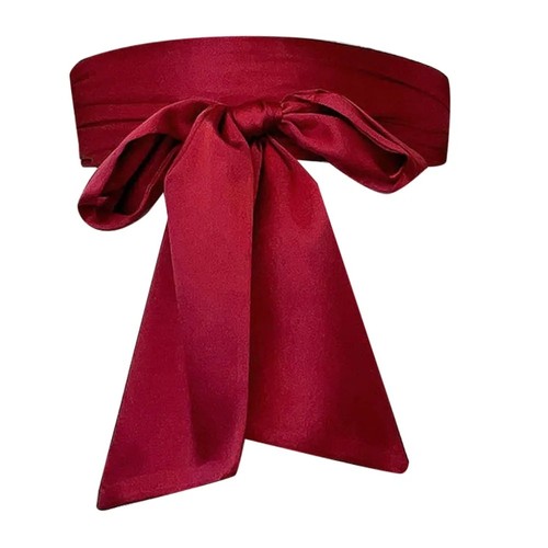 Satin bow waist belt wide - bow,
