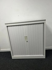 Silverline Double Door Side Tambour Cabinet – 1m Wide – White