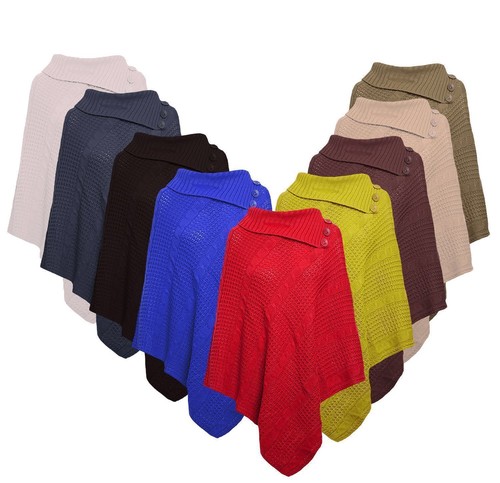 Women cable knitted - cable, poncho