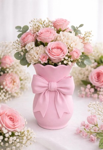Coquette bow vase decoration - vase,