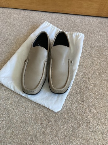 Leather loafer shoes stone - leather,