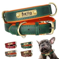 Wide Dog Collar for Large Dogs Personalised Custom Nameplate Soft Leather M-XL