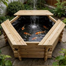50 Gallon Wooden Garden Pond