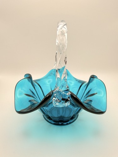 Fenton glass teal - glass, basket