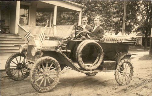 Early car american flags two - early,